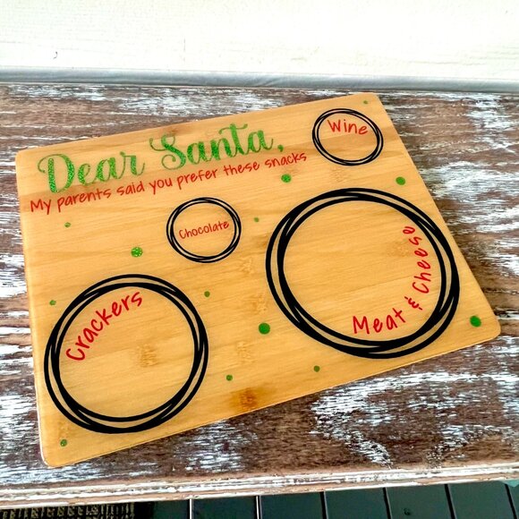 Santa Adult Snacks Wine Tray Cutting Board Resin Wood Cutting Board Charcuterie - Picture 4 of 9